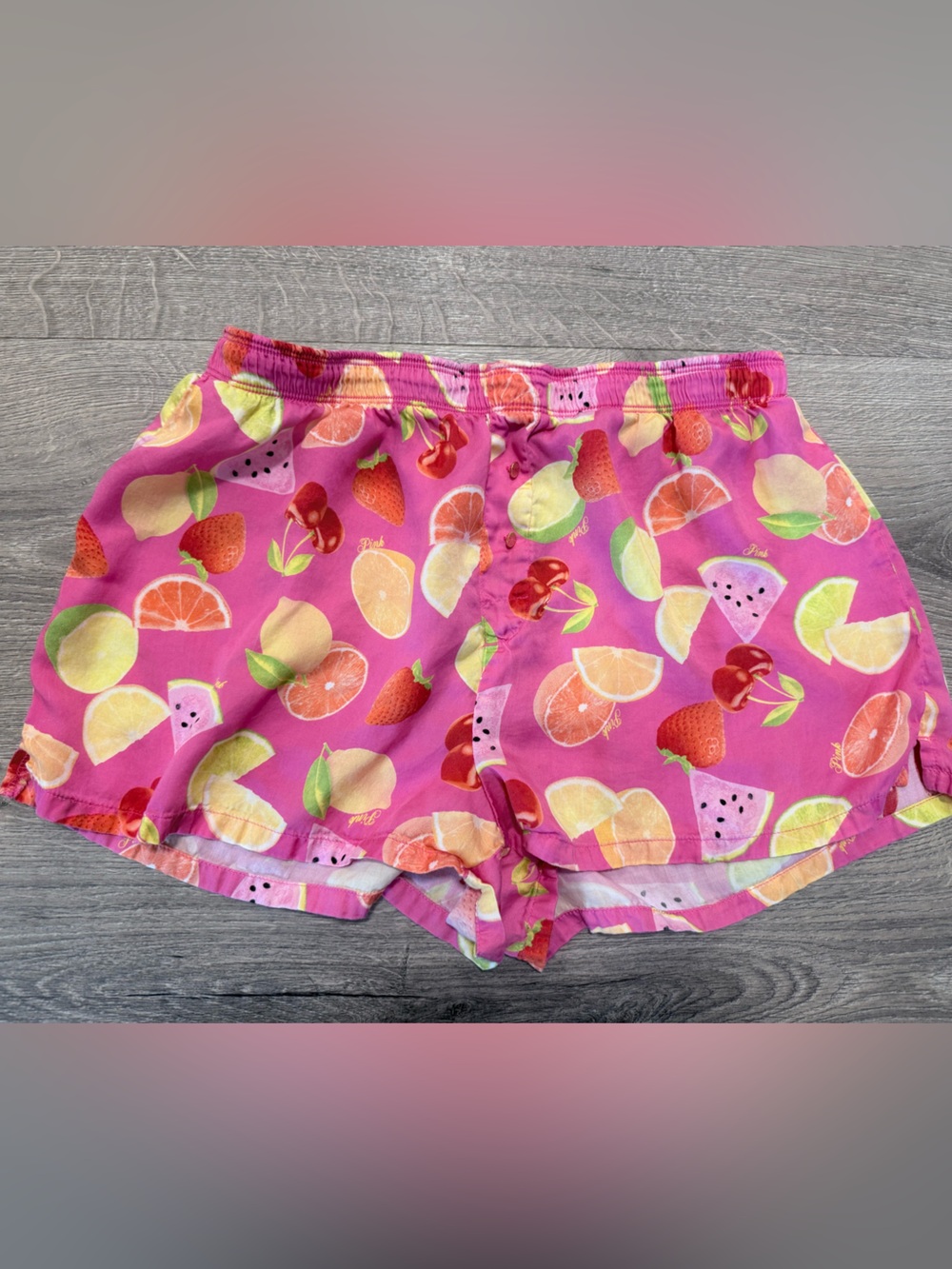 Pink Fruit Print Women’s Lounge Shorts